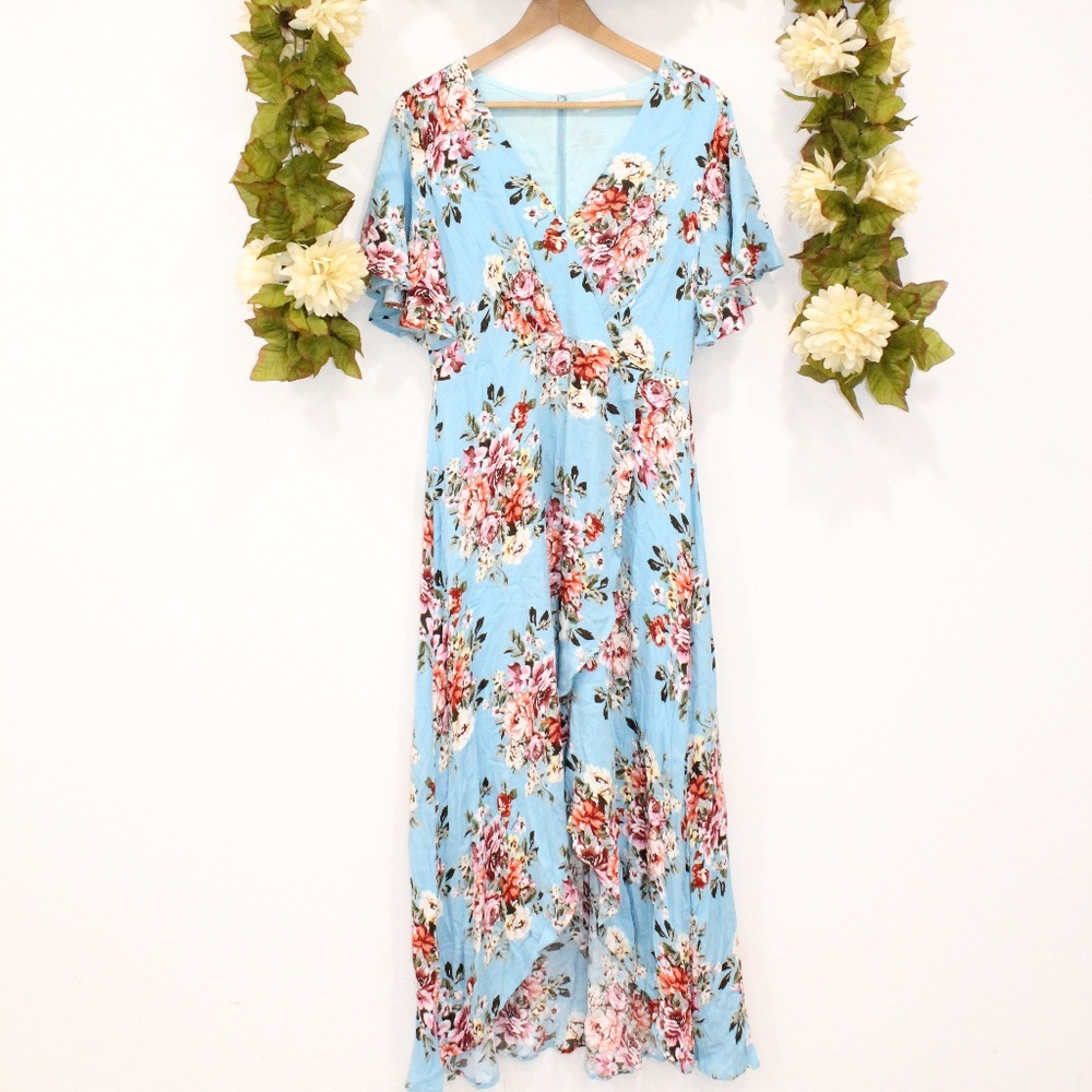 High Low Lined Floral Dress